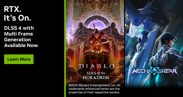 “解限机 (Mecha BREAK)”、“暗黑破坏神 IV (Diablo IV)”、“仍然唤醒深海 (Still Wakes The Deep)”等游戏将支持 DLSS 4