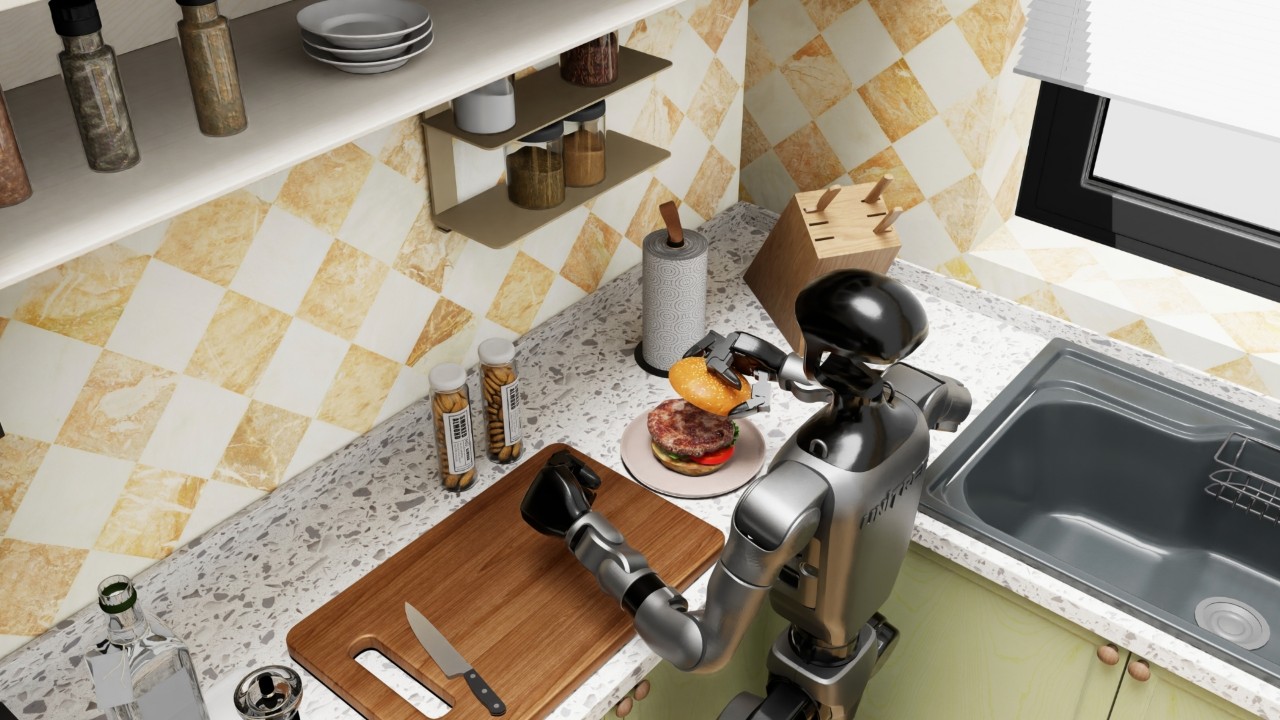 在仓库环境中工作的人形机器人