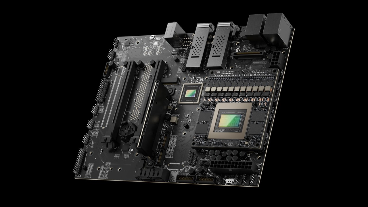 NVIDIA T7000 Boardkit view at an angle that include T5000 module  in black background