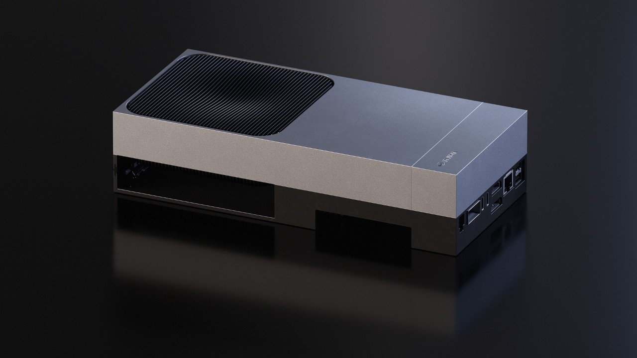 NVIDIA IGX Thor Developer Kit Mini in black background