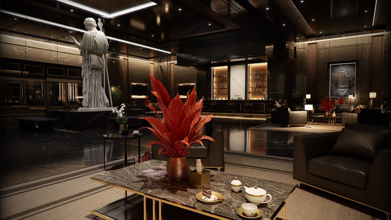  Screenshot of Covert Protocol featuring an upscale hotel lobby