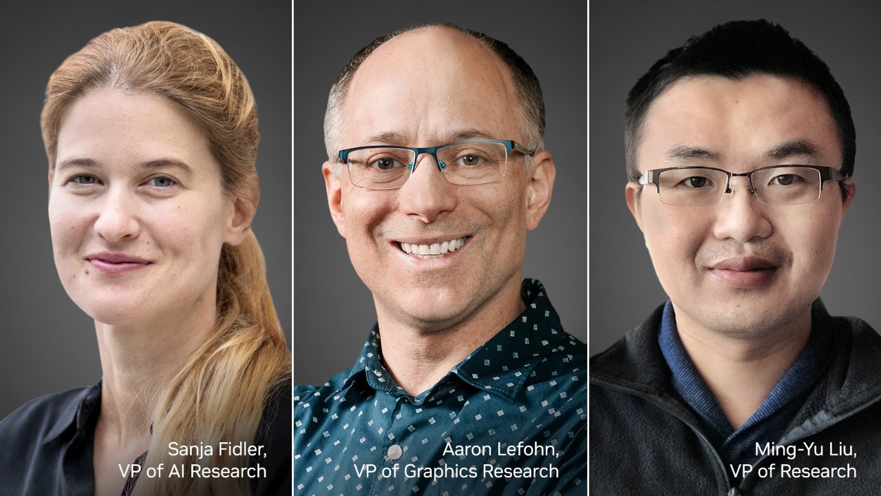NVIDIA AI 研究负责人 Sanja Fidler、Aaron Lefohn 和 Ming-Yu Liu