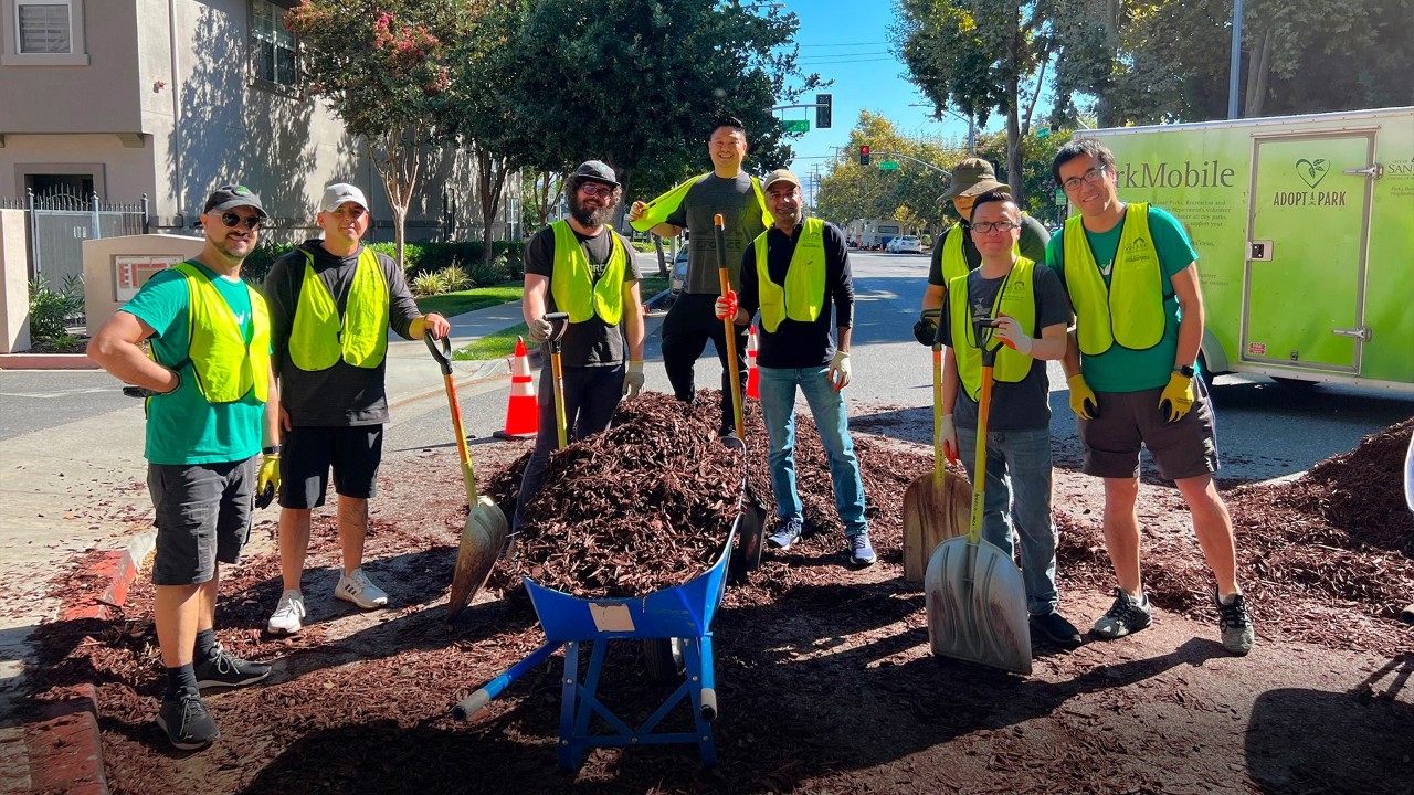 NVIDIA Silicon Solutions engineering employees volunteer at a local park