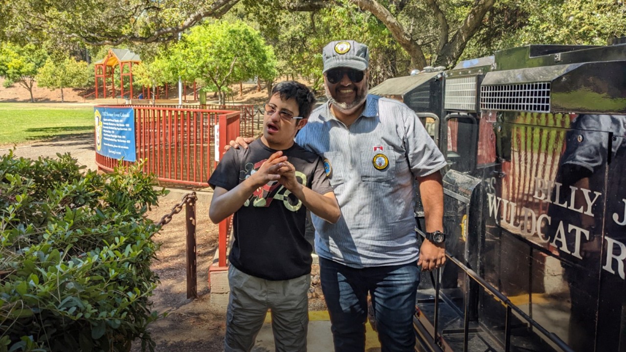 An NVIDIA employee volunteers as a locomotive engineer for a nonprofit railroad