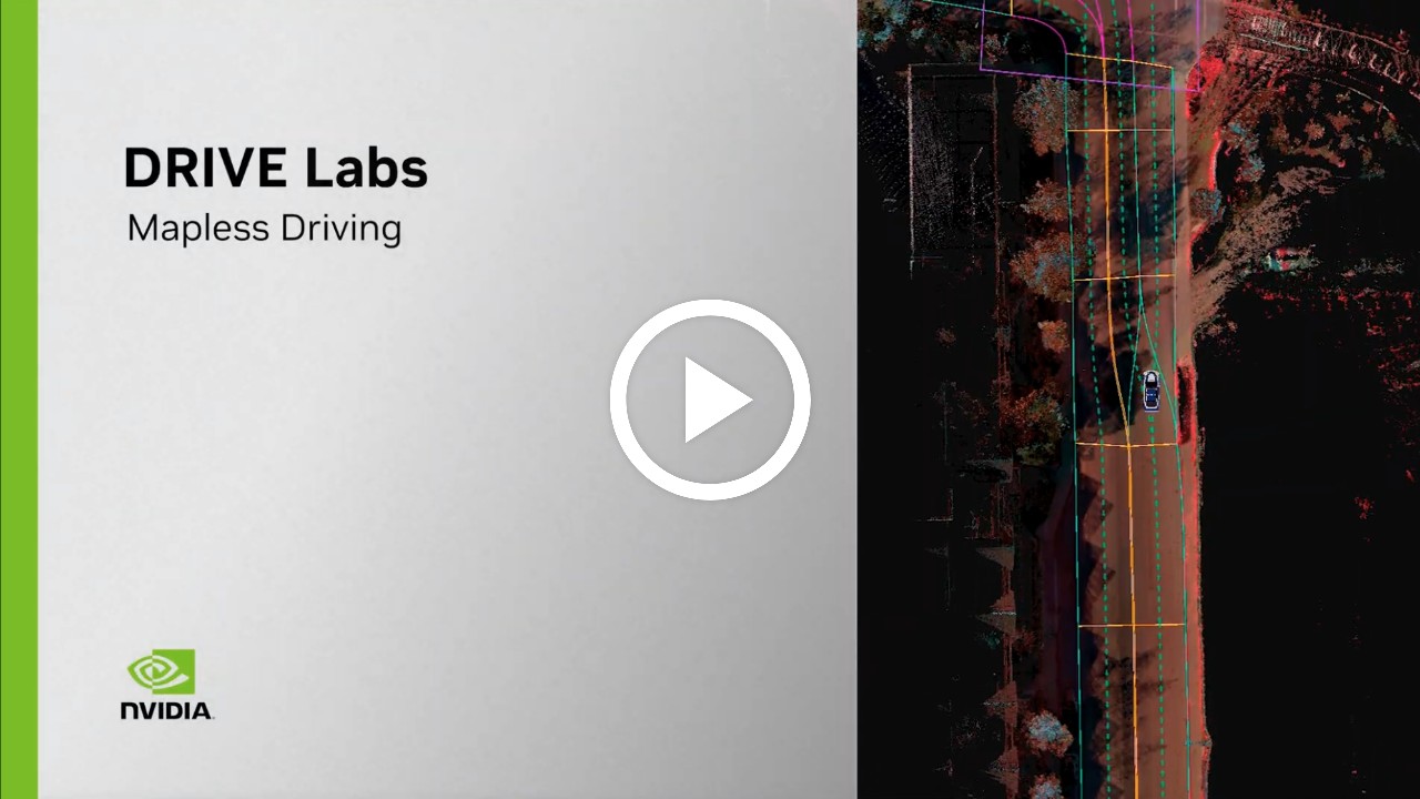 介绍 NVIDIA 无图驾驶研究的视频