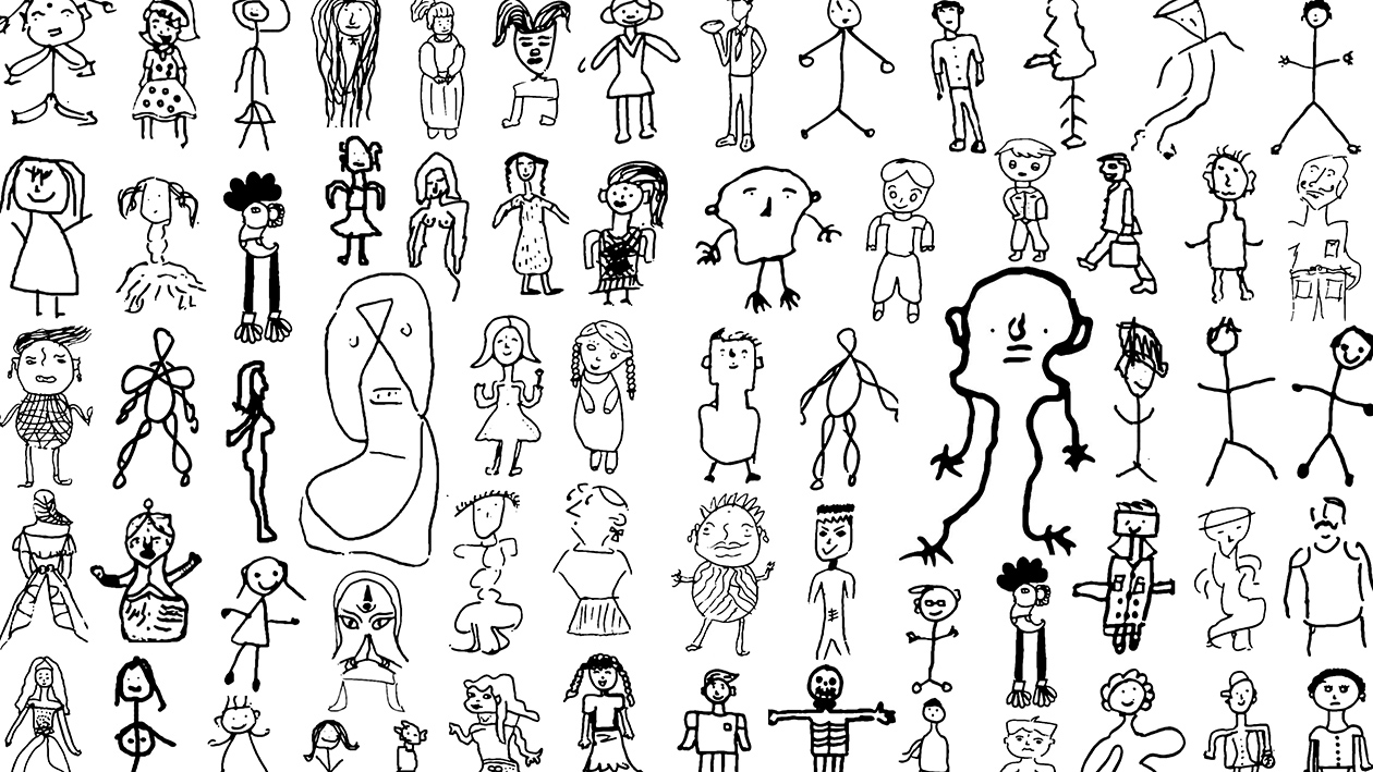 The artists collect a dataset made up of ~2300 hand drawn figures of standing female and male forms by people of India from all walks of life